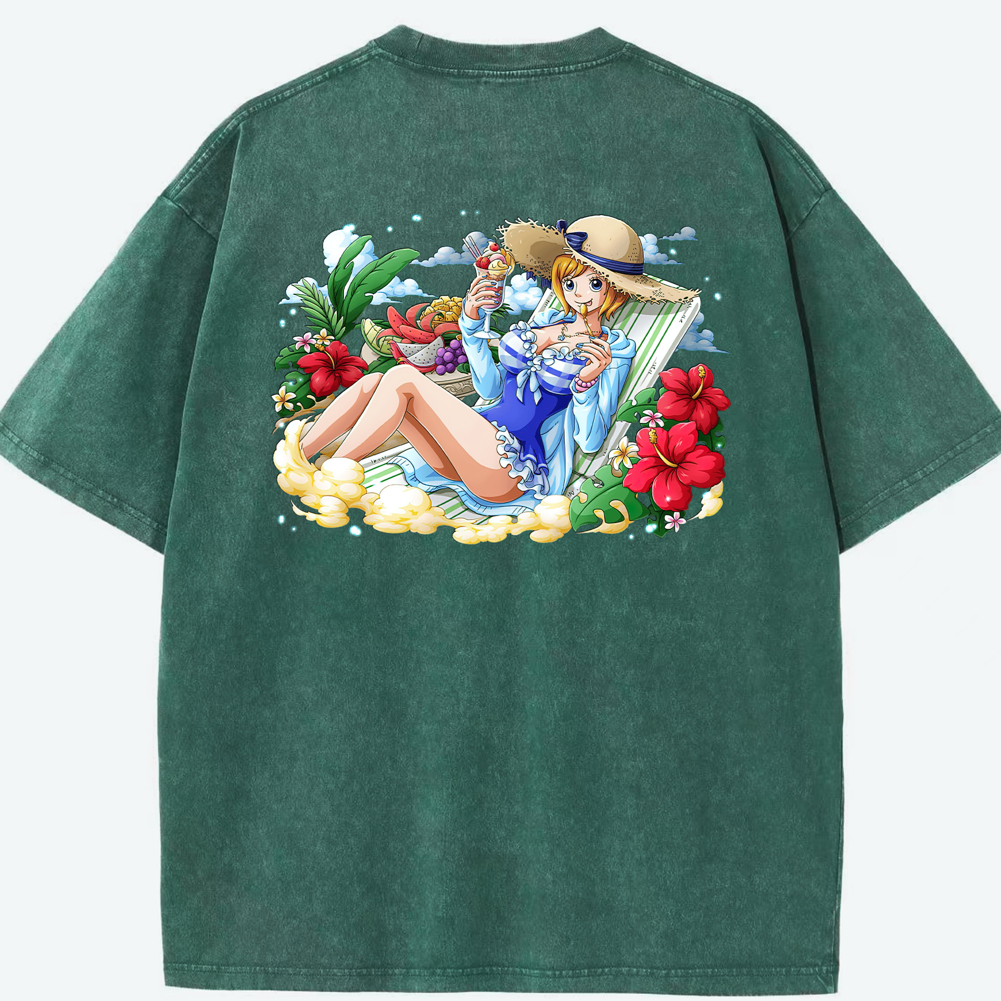 ワンピース ナミ ONE PIECE Nami 綿100% ヴィンテージ風 半袖Tシャツ（背面プリント）